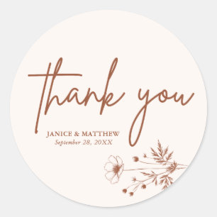 Rustic Wildflower Terracotta Boho Wedding Classic Round Sticker