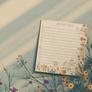 Rustic Wildflower To Do List Teacher Nature Gift Notepad