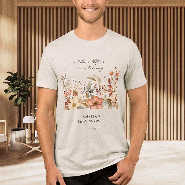 Rustic Wildflower Watercolor Baby Shower Tri-Blend Shirt (Creator Uploaded)