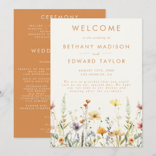 Rustic Wildflower Wedding Ceremony Program
