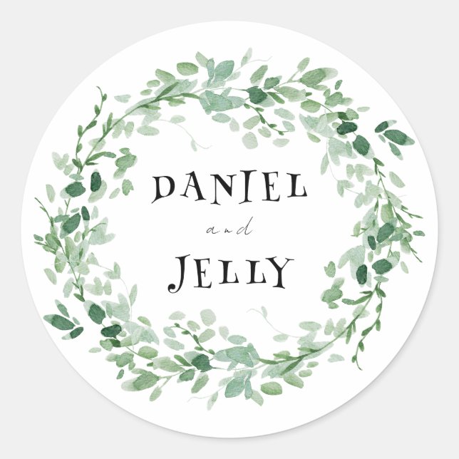 Rustic Wildflower Wedding Classic Round Sticker (Front)