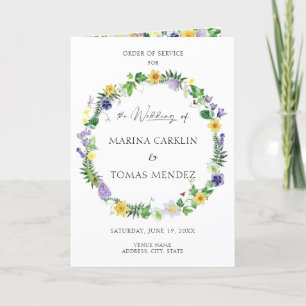 Rustic Wildflower Wedding Order of Service Program