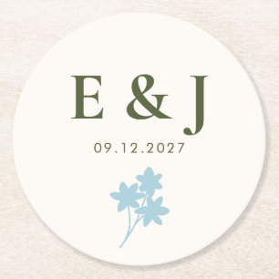 Rustic Wildflower Wedding Personalized Floral Round Paper Coaster