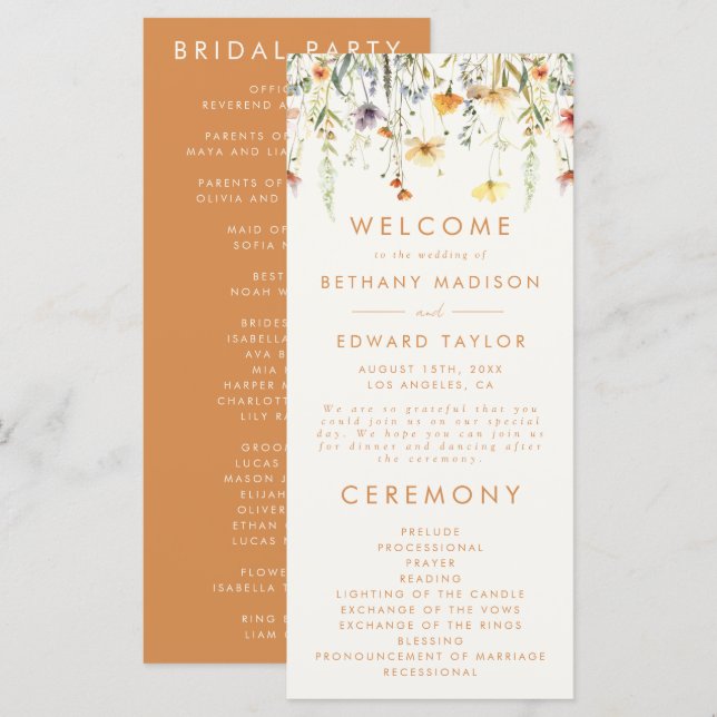 Rustic Wildflower Wedding Program (Front/Back)