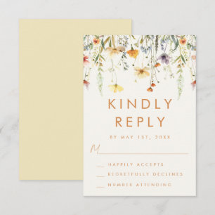 Rustic Wildflower Wedding RSVP Card