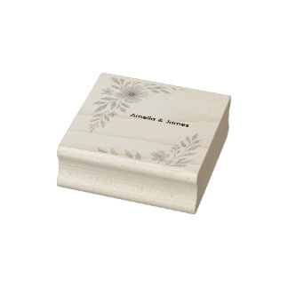 Rustic Wildflower Wedding Rubber Stamp