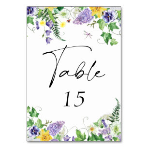 Rustic Wildflower Wedding  Table Number