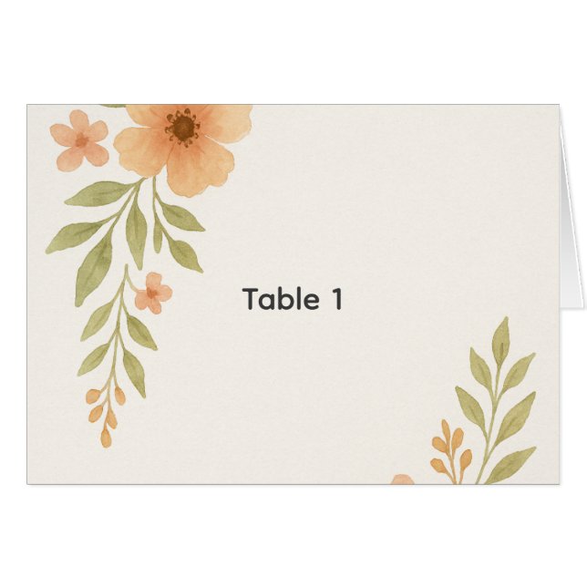 Rustic Wildflower Wedding Table Number Card (Front Horizontal)