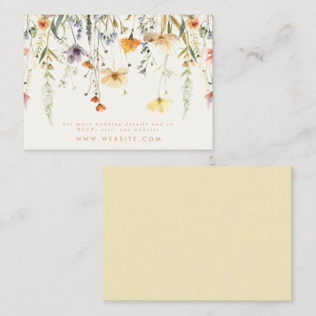 Rustic Wildflower Wedding Website Enclosure Card (Front/Back)