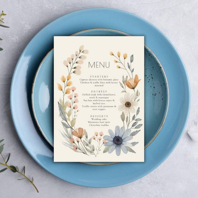 Rustic Wildflower Wreath Garden Wedding Menu (Creator Uploaded)