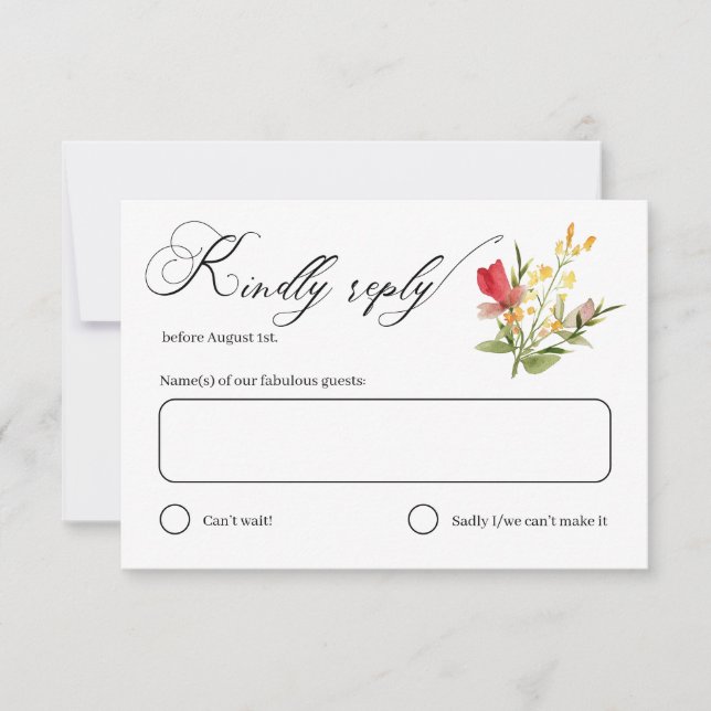 Rustic Wildflowers Bloom Garden Wedding  RSVP Card (Front)