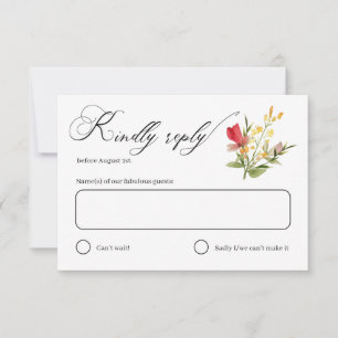 Rustic Wildflowers Bloom Garden Wedding  RSVP Card