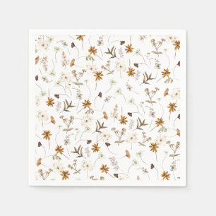 Rustic Wildflowers Bridal Shower Napkin