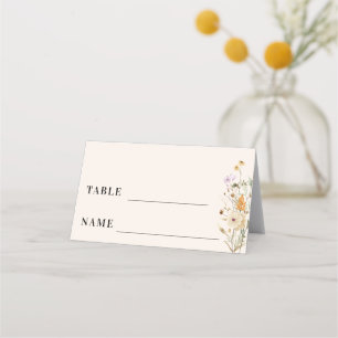 Rustic Wildflowers Cream Boho Fall Wedding Place Card