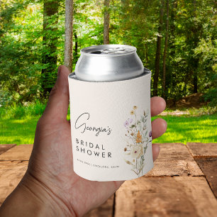 Rustic Wildflowers Cream Bridal Shower Favour Can Cooler