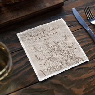 Rustic Wildflowers Earthy Floral Personalized Pape Napkin