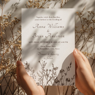 Rustic Wildflowers Fall Meadow Floral Wedding Invitation