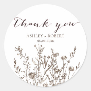 Rustic Wildflowers Fall Meadow Wedding Favour Classic Round Sticker