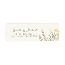 Rustic Wildflowers Floral Wedding Return Address