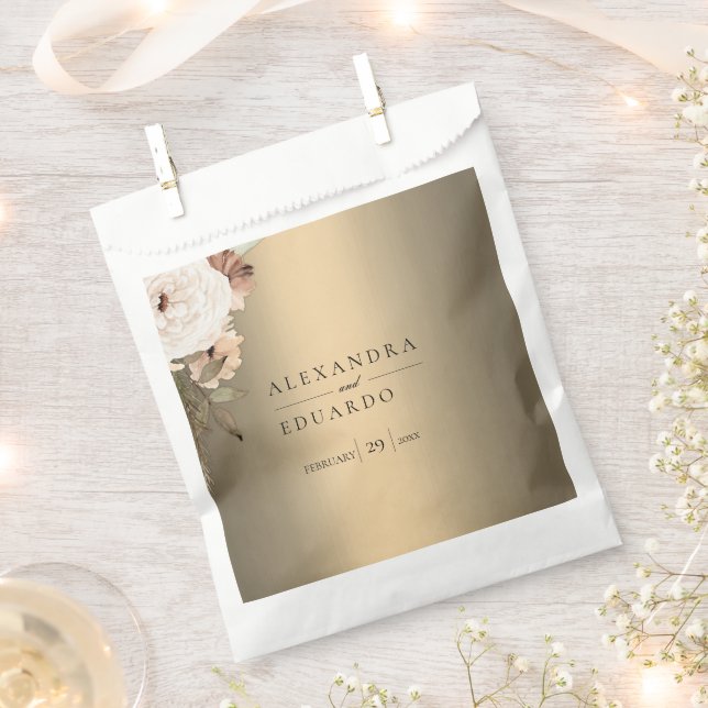 Rustic Wildflowers on Elegant Gold  Favour Bag (Clipped)