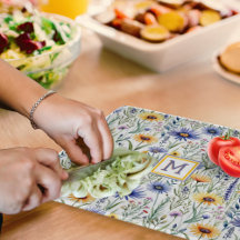 Rustic Wildflowers Pretty Watercolor Monogrammed