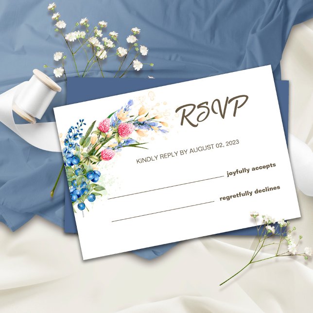 Rustic Wildflowers RSVP Wedding Card (Creator Uploaded)