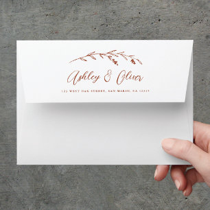 Rustic Wildflowers Script Terracotta Wedding Envelope