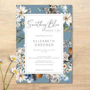 Rustic Wildflowers Something Blue Bridal Shower Invitation