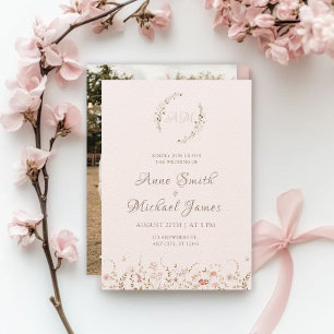 Rustic Wildflowers with Photo Boho Country Floral Invitation
