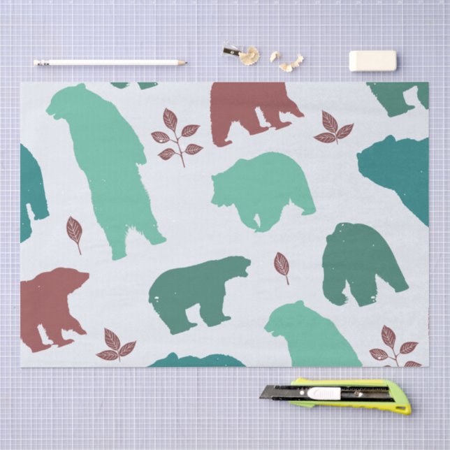Rustic Wildlife Bear Pattern Tissue Paper (Craft)