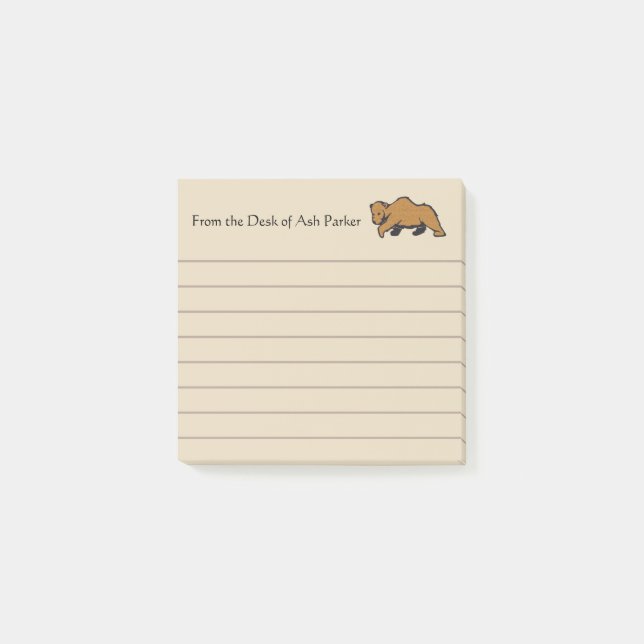 Rustic Wildlife Grizzly Bear Post-it Notes (Front)