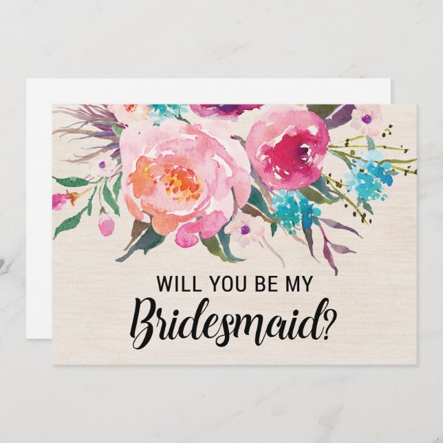 Rustic Will You be My Bridesmaid Card (Front/Back)
