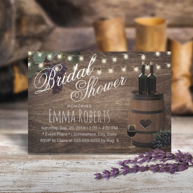 Rustic Wine Barrel Country Winery Bridal Shower Invitation (Creator Uploaded)