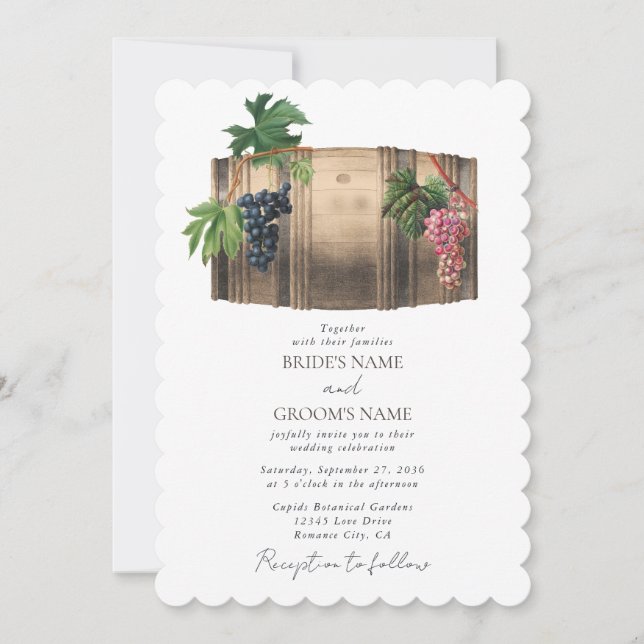 Rustic Wine Barrel Winery Vineyard Wedding Invitation (Front)