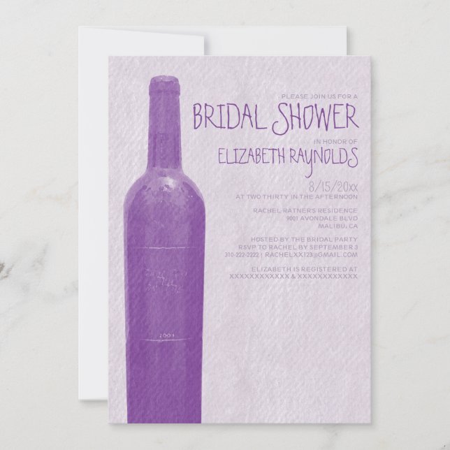 Rustic Wine Bottle Bridal Shower Invitations (Front)