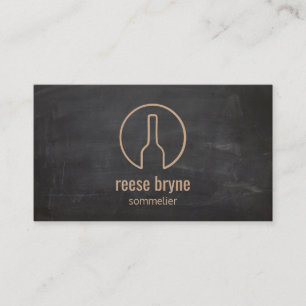 Rustic Wine Bottle Logo Sommelier Business Business Card
