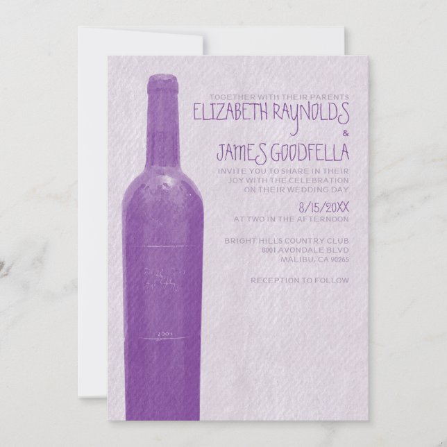 Rustic Wine Bottle Wedding Invitations (Front)