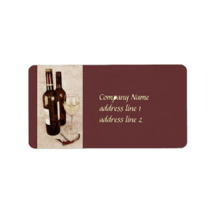 rustic wine bottles and wine glass label