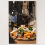 Rustic Wine Cheese Platter Tasty Food Jigsaw Puzzle<br><div class="desc">This tasty looking design features a rustic setting of wine and cheese #food #tasty #gastronomy #cheese #wine #walnuts#rustic #crackers #fun #games #gift #gifts #holidays #christmas #stockingstuffers #secretsanta #winelover</div>