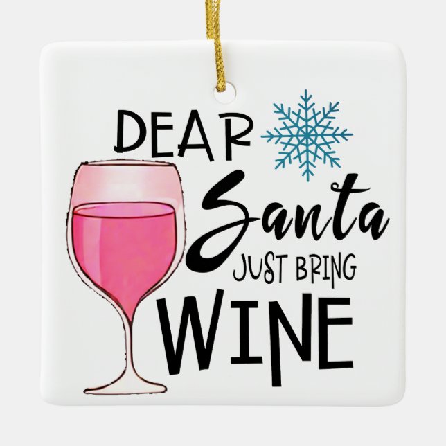 Rustic Wine Christmas Ornament, Funny Wine Lovers Ceramic Ornament (Front)