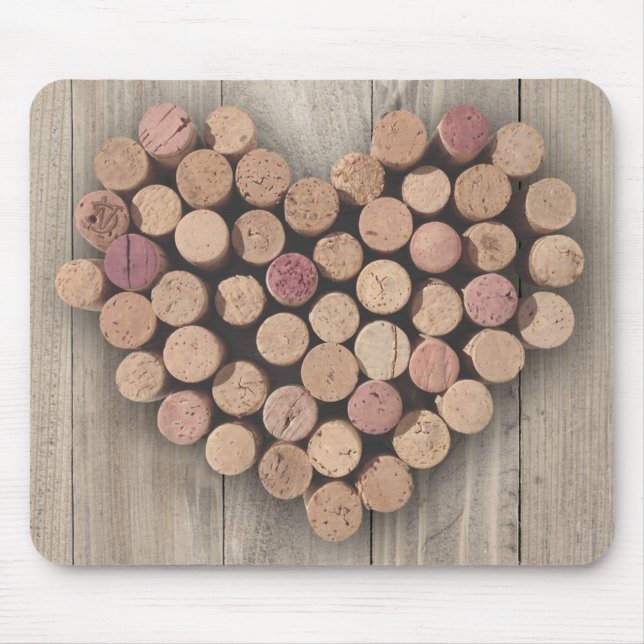 Rustic Wine Cork Heart Mousepad (Front)