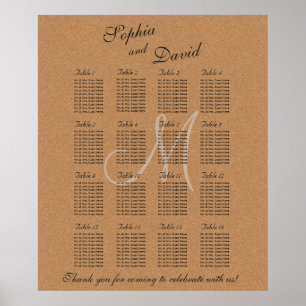 Rustic Wine Cork Monogram Seating Chart 16