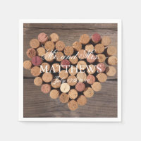Rustic Wine Cork Wedding Cocktail Napkins