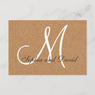 Rustic Wine Cork Wedding Monogram RSVP Card