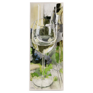 Rustic Wine Glass And Grapes Illustration Gift Bag