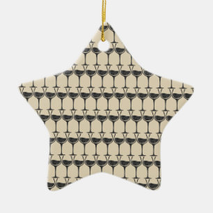 rustic wine glass pattern ceramic ornament