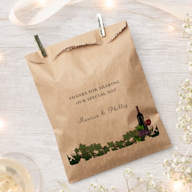 Rustic Wine Grapevines Winery Wedding Favour Bag (Clipped)