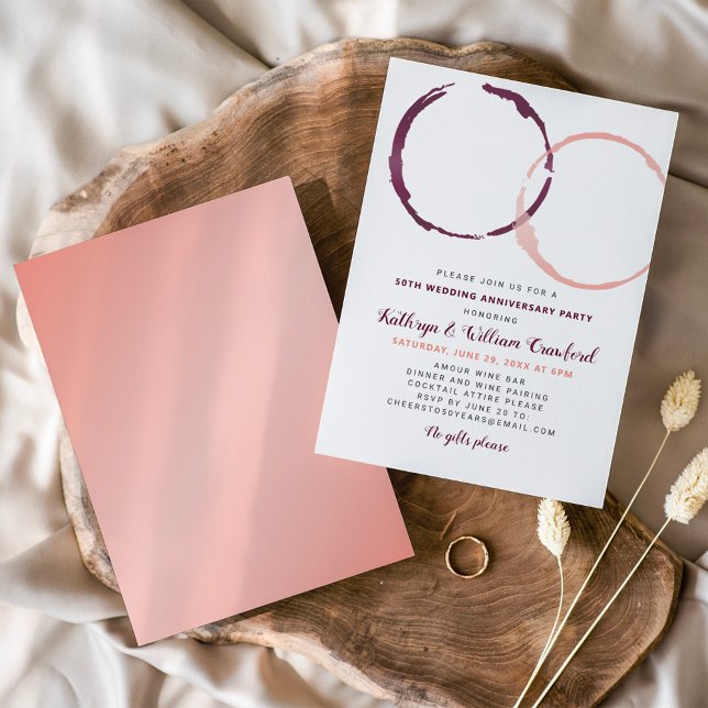 Rustic Wine Stains 50th Wedding Anniversary Invitation (Creator Uploaded)