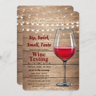 Rustic Wine Tasting String Lights Invitation
