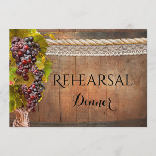 Rustic Wine Themed Rehearsal Dinner Invitation